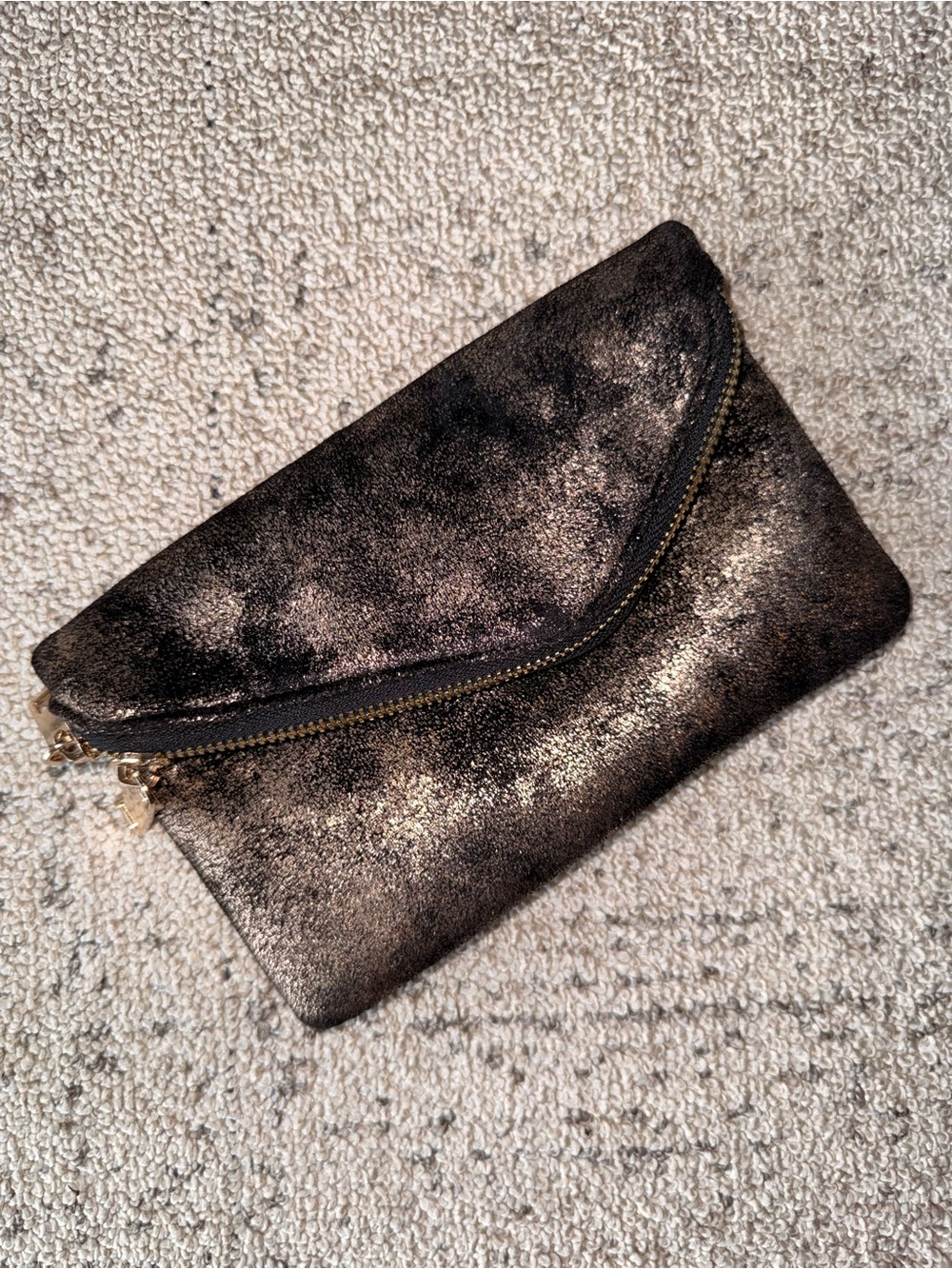 Urban Expressions Metallic Black &Gold Fold-Over Clutch